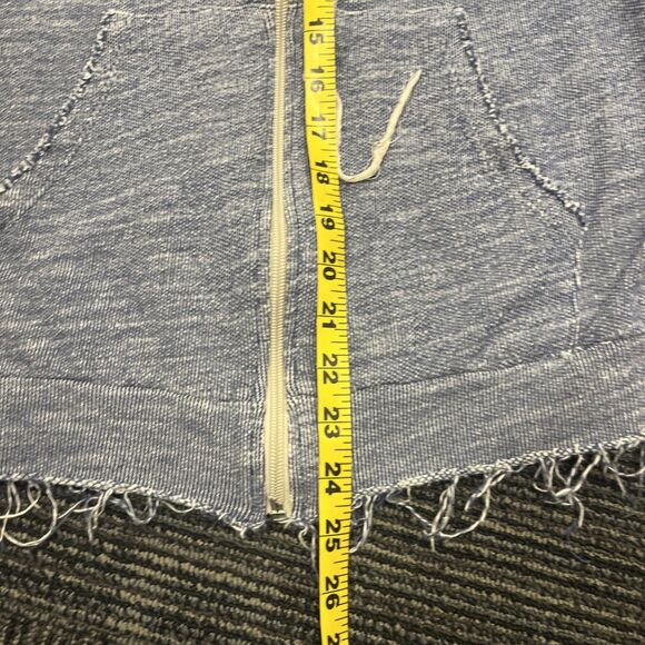 ZARA Man Men’s Light Blue Hoodie Double Knit Fill Zipper Distressed Size Small - Picture 7 of 9